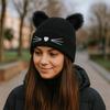 Wool Knitted Pullover Hat Warm Cold Hat Cute Cat Ears Beanies  Winter