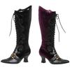 Fashion Women Vintage Witch Shoes For Halloween Steampunk Velvet Lace Up Medieval Renaissance Gothic Faux Leather Boots