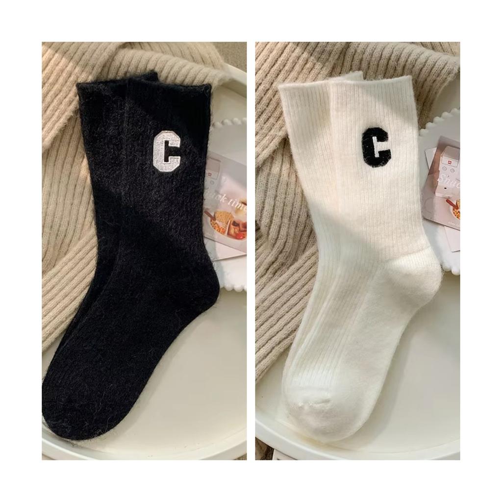 Роскошные женские шерстяные носки, теплые зимние толстые кашемировые повседневные японские модные однотонные удобные домашние носки, длинные высококачественные носки