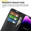 For iPhone 14 Pro Wallet Case Litchi Texture Shockproof Leather Flip Stand Phone Cover