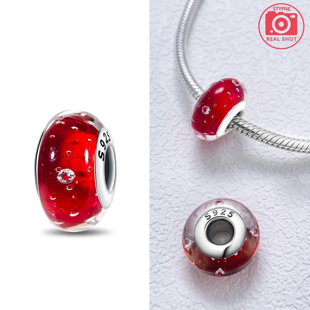 925 Silver Bracelet Women DIY Gift Murano Jewelry with Flower Blue Star Green Turtle Glass Beads