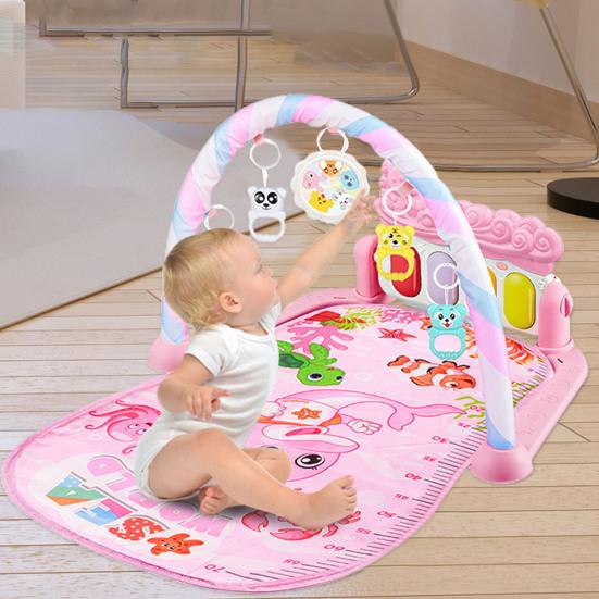 Soft Lighting Baby Gym Play Mat Lovely Dolphin Print Toddler Blanket Breathable with Mirror