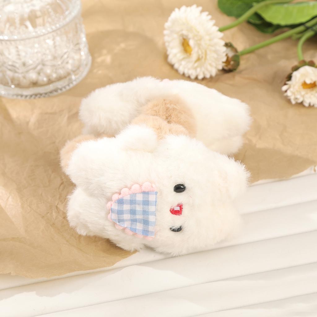 Заколка-краб для волос в виде кролика с бантом, милая плюшевая белая заколка-краб для волос для женщин, корейская заколка, фестиваль, Новый год, аксессуары для волос