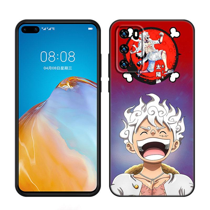 Аниме One Piece Luffy черный чехол для телефона Huawei P10 P20 P30 P40 Lite P50 P60 Art P50E P Smart Z 2018 2020 2021 Pro 2019