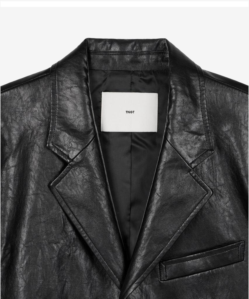TIENJITIUMEON W Faux Leather Jacket (Washed Black) Tnja6F105Bk