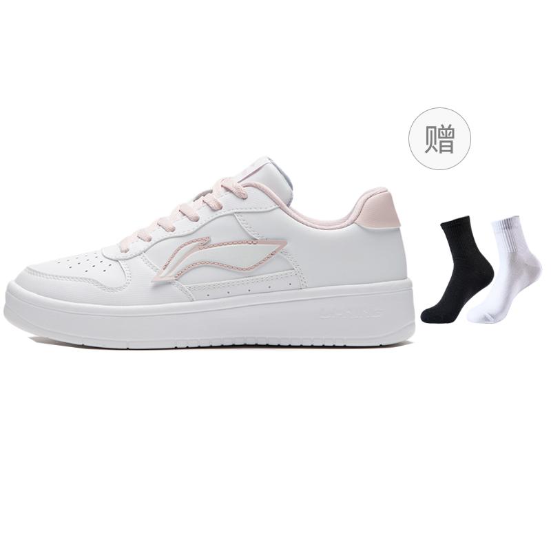 Li Ning Понтоны Низкие Кеды для Скейтборда Женские Белые Розовые AGCS420-5