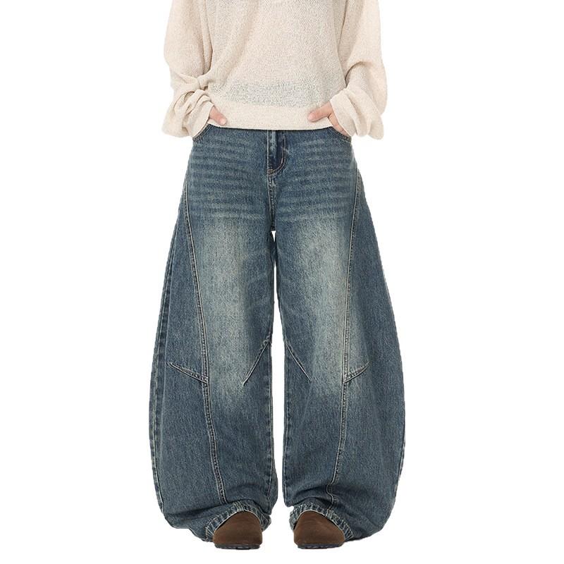 Autumn New Jeans Men's and Women's Splicing Couple Trousers