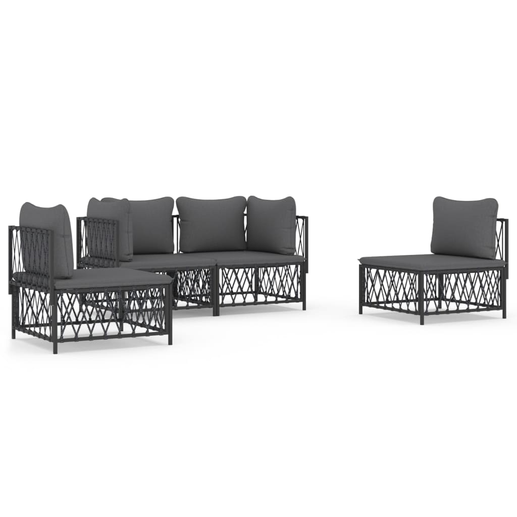 4 piece garden lounge set with cushions anthracite steel