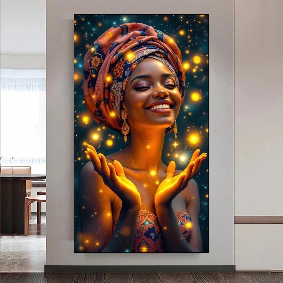 5D Diy Diamond Painting Kit Happy African Women Flower Art Diamond Embroidery Mosaic Cross stitch Home Decoration