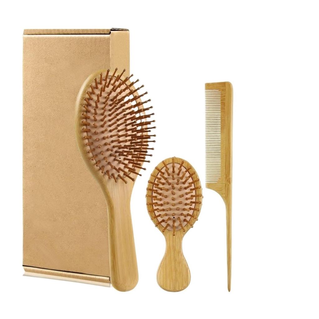 Hair Brushes And Comb Set, For Women And Detangling, Great On All, Handmade For Men(3Pcs Set C with Box)