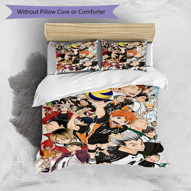 3pcs Duvet Cover Set (1*Duvet Cover + 2*Pillowcase, Without Core), Haikyu Print Bedding Set, Bedroom Decor, All‑Season, Birthday Gift