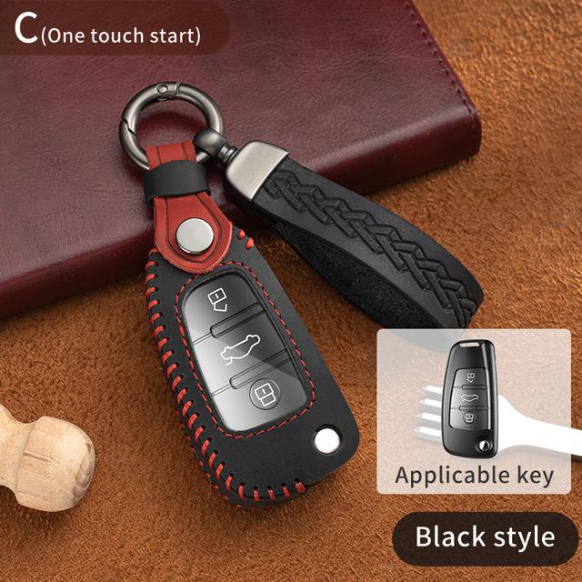 Кожаный чехол для ключей Crazy Horse, брелок для A1 A3 A4 A5 Q7 A6 C5 C6, автомобильные аксессуары, брелок