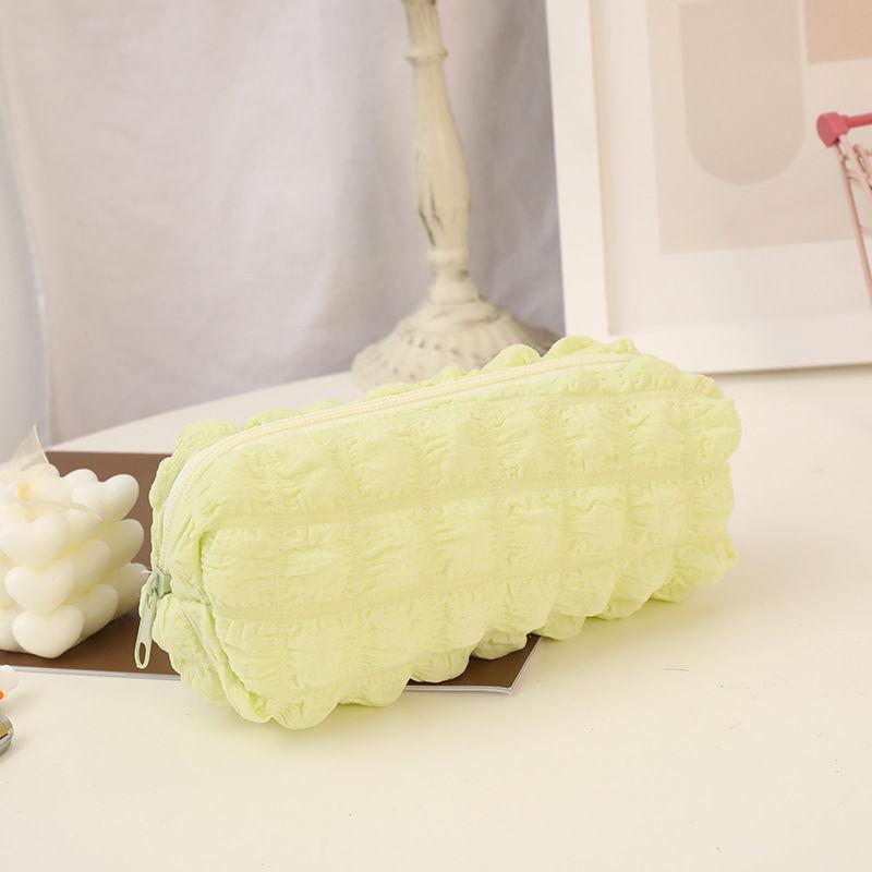 Пенал Cream Puff Niche Высокая эстетическая ценность Однотонный цвет Большая вместительная сумка для хранения Трехмерная сетчатая сумка для канцелярских принадлежностей