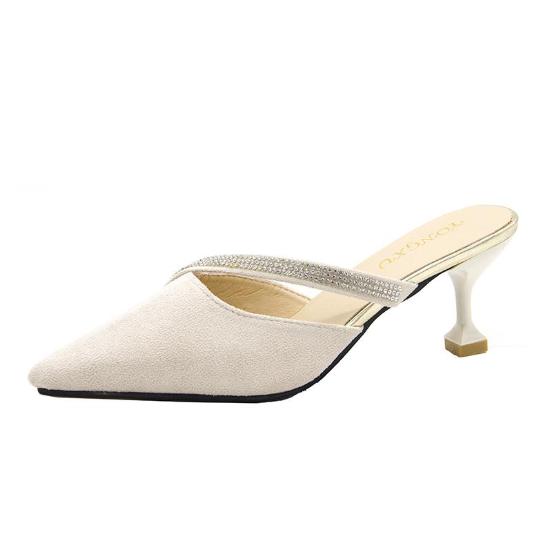 Модные весенне-летние босоножки на высоком каблуке с открытой пяткой, женская обувь, пуанты, женские туфли с ярким бриллиантом на высоком каблуке, элегантные женские туфли на высоком каблуке