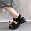 2024 Spot Large Size Summer New Thick Sole Casual Roman Sandals Women's Cross Border Round Head Buckle Shoes Platform Shoes
