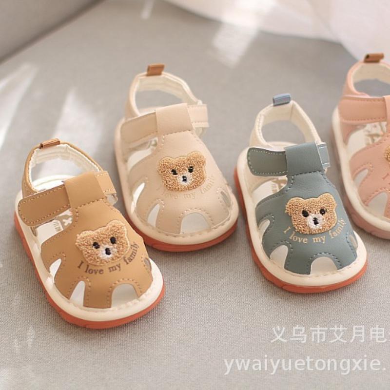 Summer toddler sandals 0-2 years children whistle shoe infant sandals baby boy girl cartoon soft sole toe anti-collision sandals