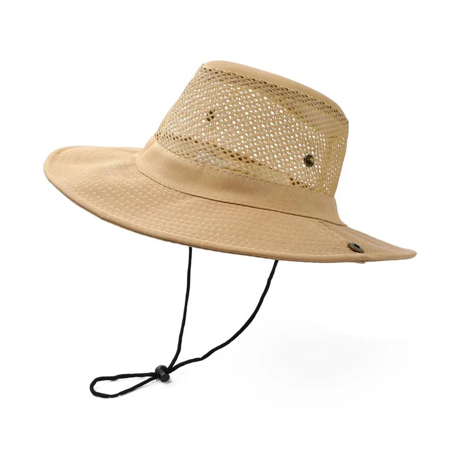 Upf50+ Men'S Fishing Hiking Cap Breathable Mesh Sun Hat Adjustable Outdoor Camping Cap Lightweight Windproof