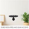 Vintage Industrial Pipe Wall Shelf Steampunk Gear Design Iron Pipe Storage Organizer Rack Rustic Floating Shelves for Living