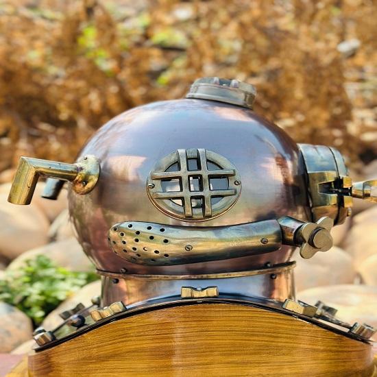 Шлем для подводного плавания коммандос с подставкой Шлем для подводного плавания с аквалангом Шлем ВМС США для дайверов Mark V Морской шлем для глубоководного дайвинга Темно-коричневый шлем для подводного плавания
