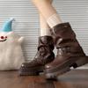 Cowhide Version~ Inner Height Increase Retro Maillard Brown Martin Boots Women's 2025 New Autumn and Winter Two Wear Platform Short Boots