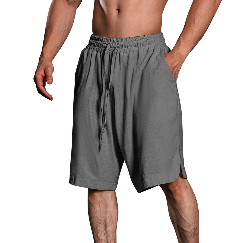Мужские повседневные шорты на шнурке Мужские дышащие шорты из хлопка и льна