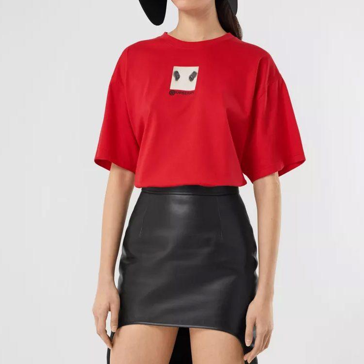 Burberry Футболки Женские Красные С Круглым Вырезом Умеренные Другие 8032114-A1460