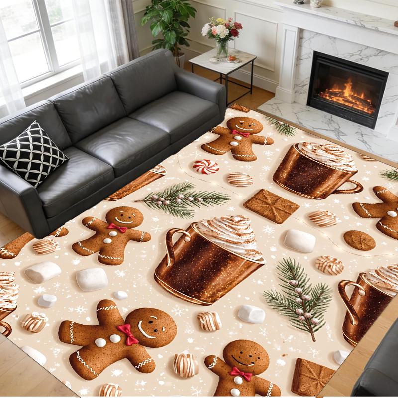 Christmas Printed Square Area Rug Soft Non Slip Floor Carpet For Bedroom Holiday Gift