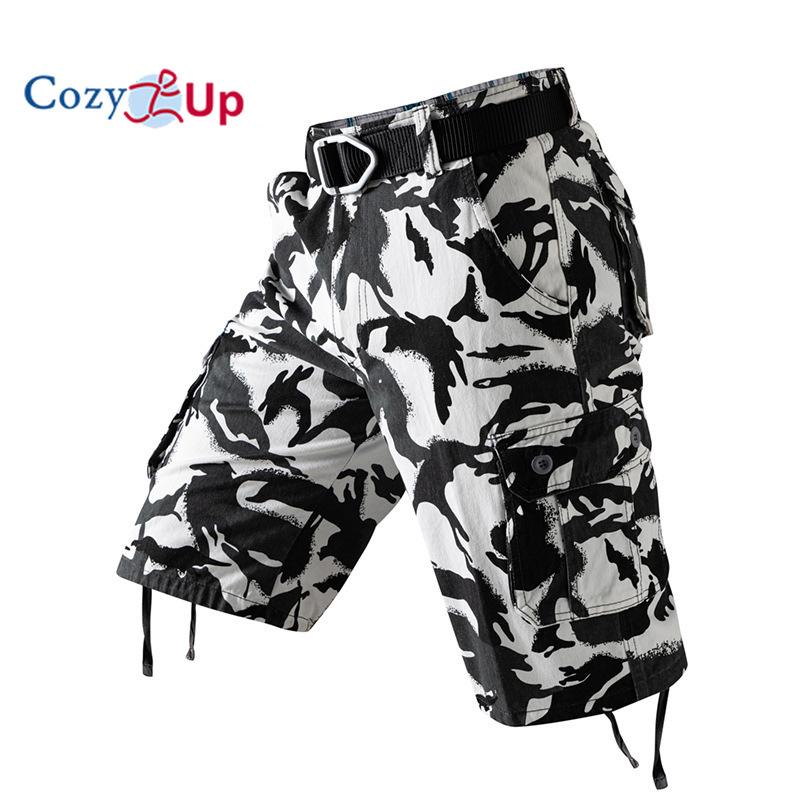 Men's Cargo Shorts 3/4 Relaxed Fit Mens Running Shorts 7 Pockets Elastic Waist Cotton Hiking Shorts