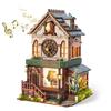 FUNPOLA 3D Puzzle Book Nook Kit with Cuckoo Sound, Wooden Puzzle, DIY Miniature Dollhouse Bookshelf Organizer, Bookend Display Craft Set, 201 Pieces,