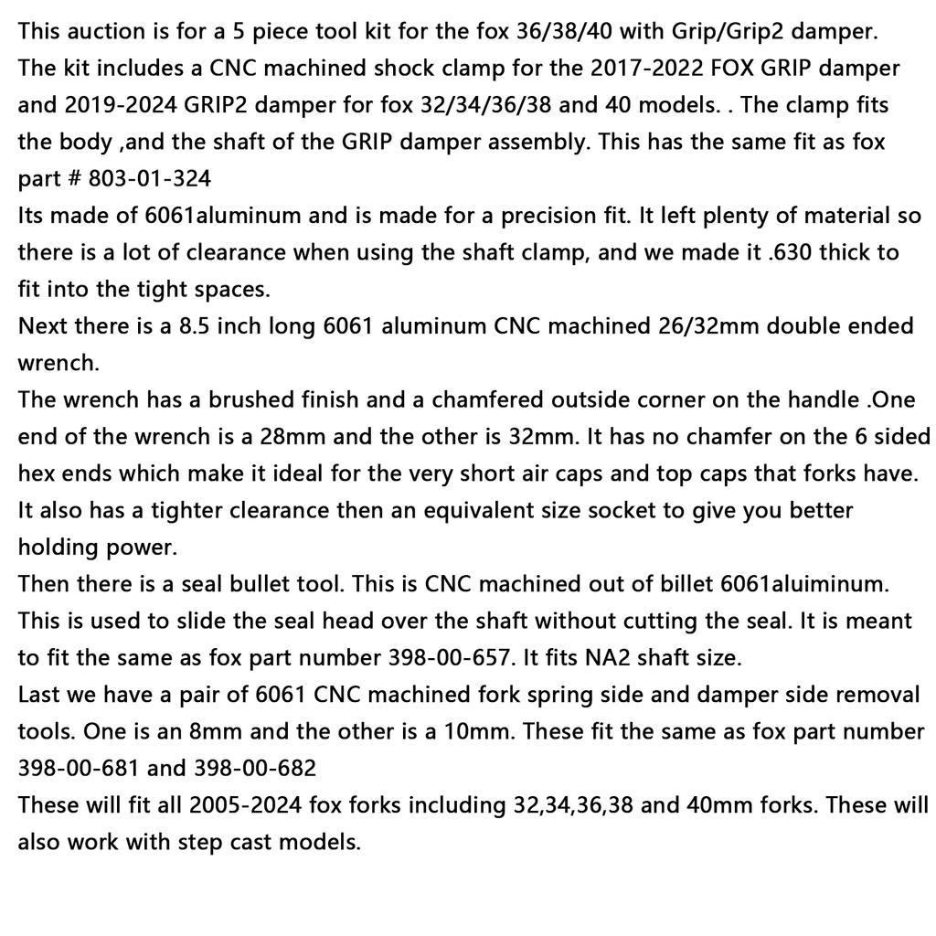 Набор инструментов для обслуживания вилок FOX GRIP 36, 38 и 40 - для восстановления/уплотнений GRIP2