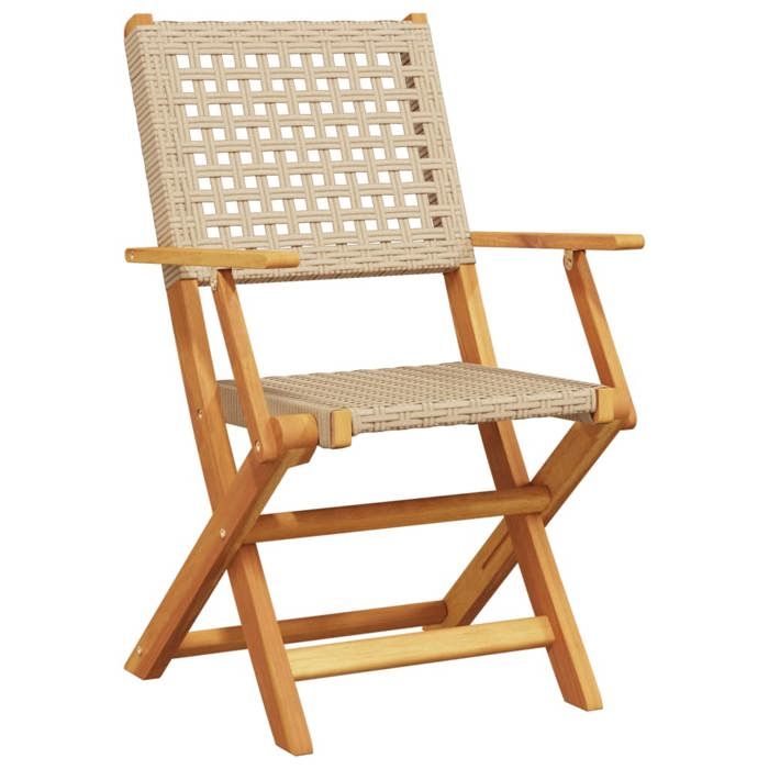 VidaXL Ensemble de bistro 3 pcs beige résine tressée et bois massif, ensemble de bistro de jardin, ensemble de balcon, 3281792