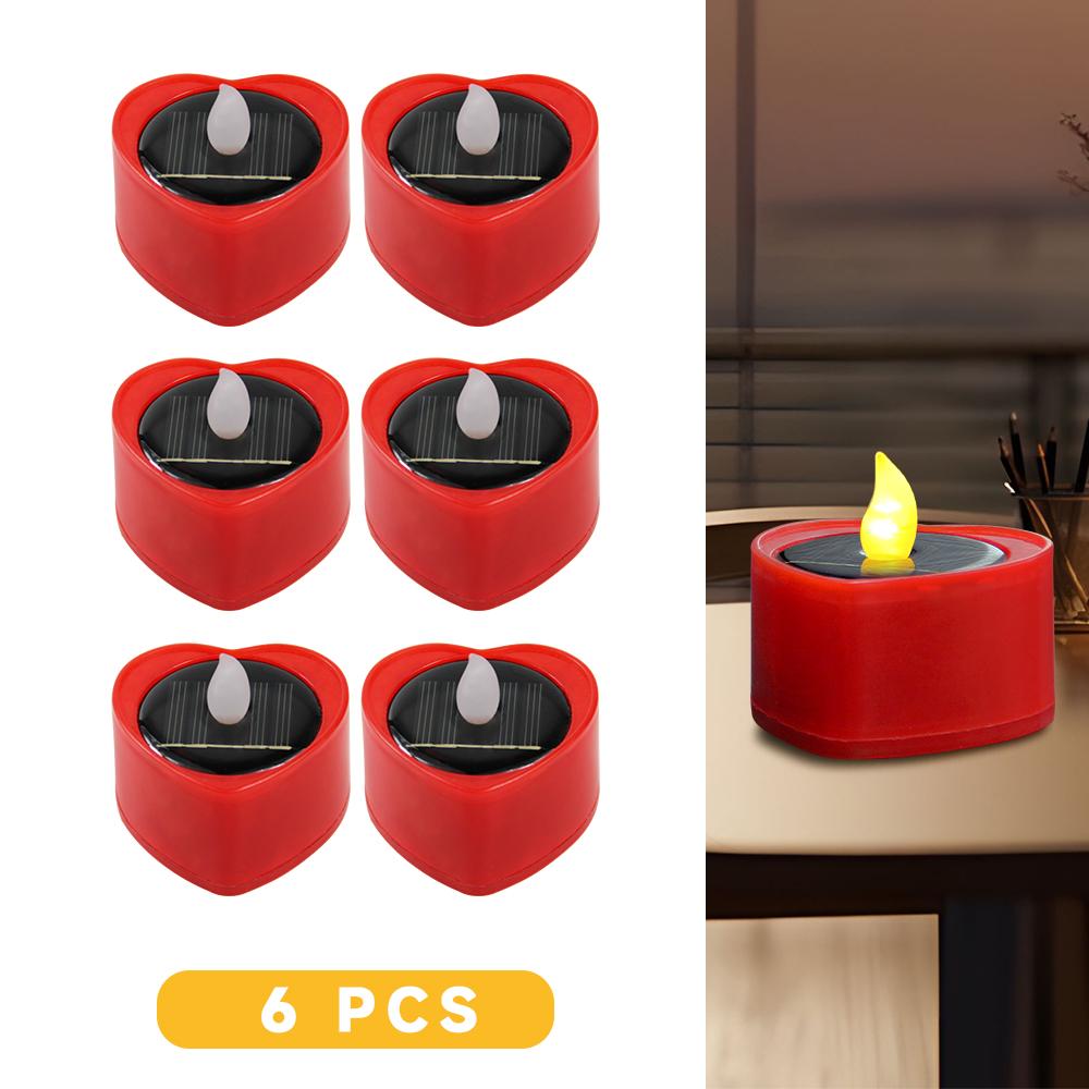 Solar Candle Light Flameless Solar Tea Light Festive Lamp Warm White Terrace Lamp Romantic Decorations for Valentine's Day