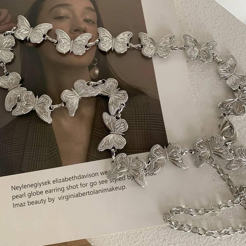 Индивидуальная серебряная цепочка на талию в виде бабочки для женщин и девушек, простая панк-металлическая цепочка на пояс для пояса