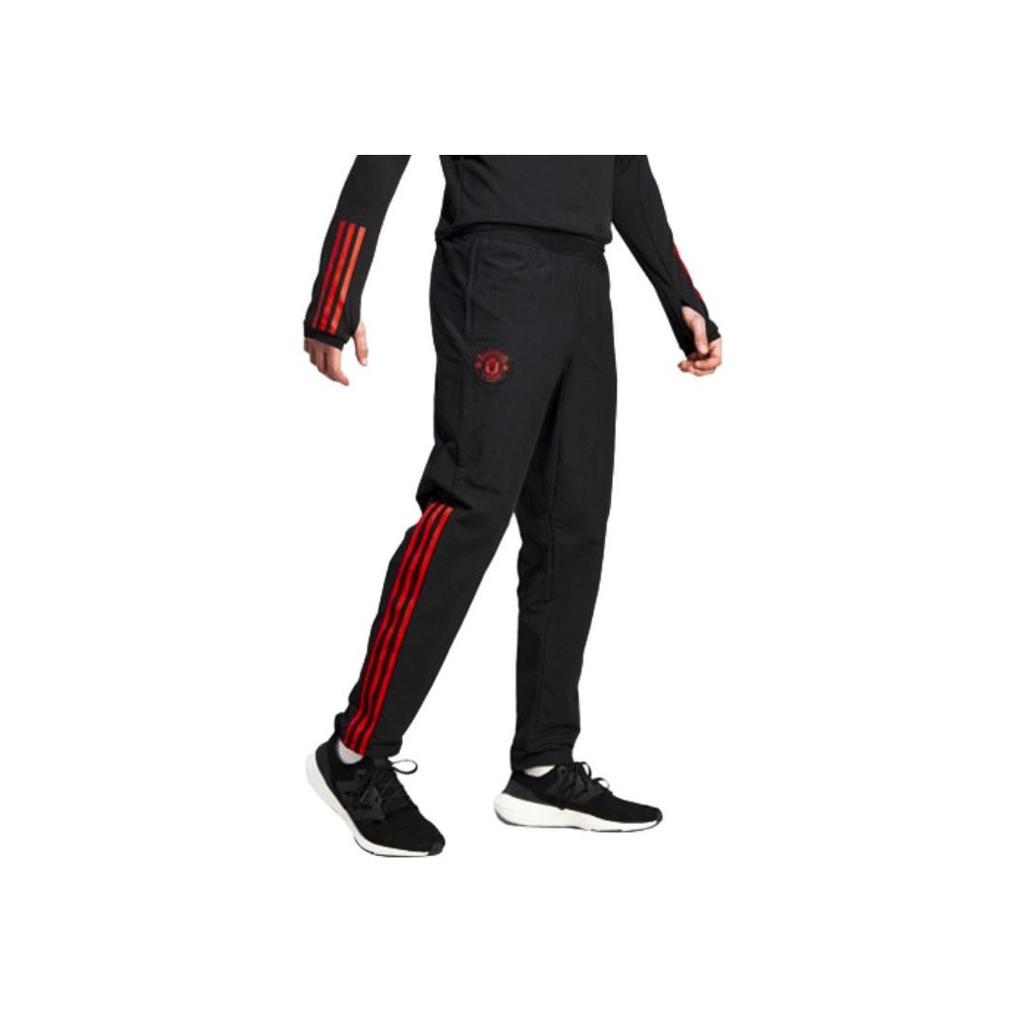 Adidas Трикотажные тренировочные брюки Manchester United с цветными блоками, мужские брюки, черные IA7296