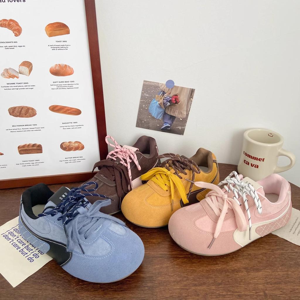 Pink Dexun Board Shoes Female Ugly Cute Spring New Chic Niche Puff Bread Shoes Forrest Gump Ballet Little White Shoes