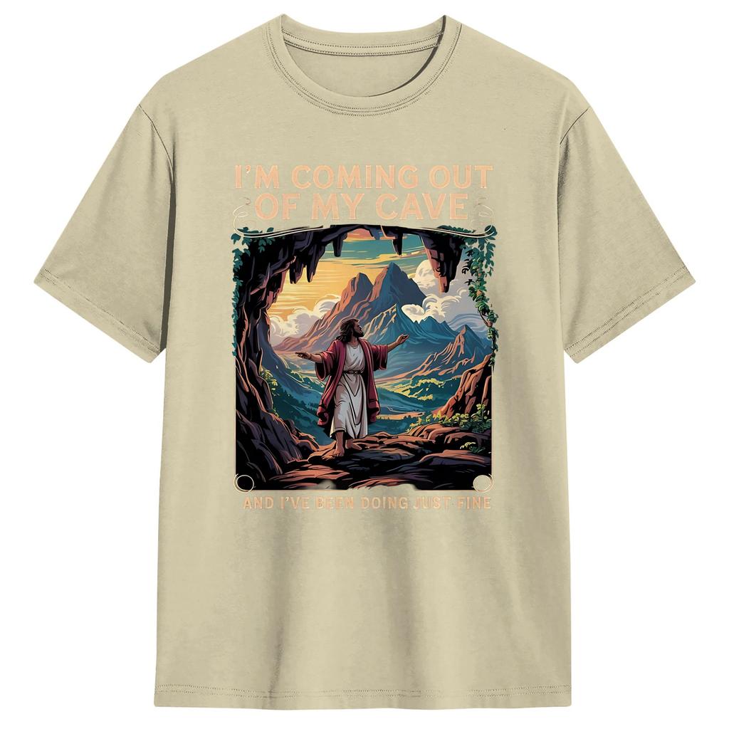 Coming Out of My Cave the Jesus Resurrection Easter Cotton T Shirt For Unisex Summer T Shirts Hippie Tee Shirt Big Size