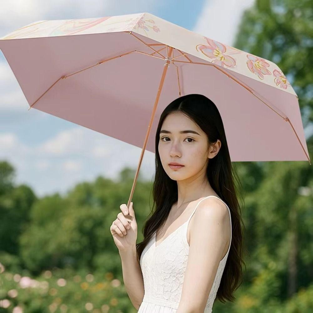 Windproof Sunshade Umbrella UV Protection Mini Parasol Practical Folding Rain Umbrella Travel
