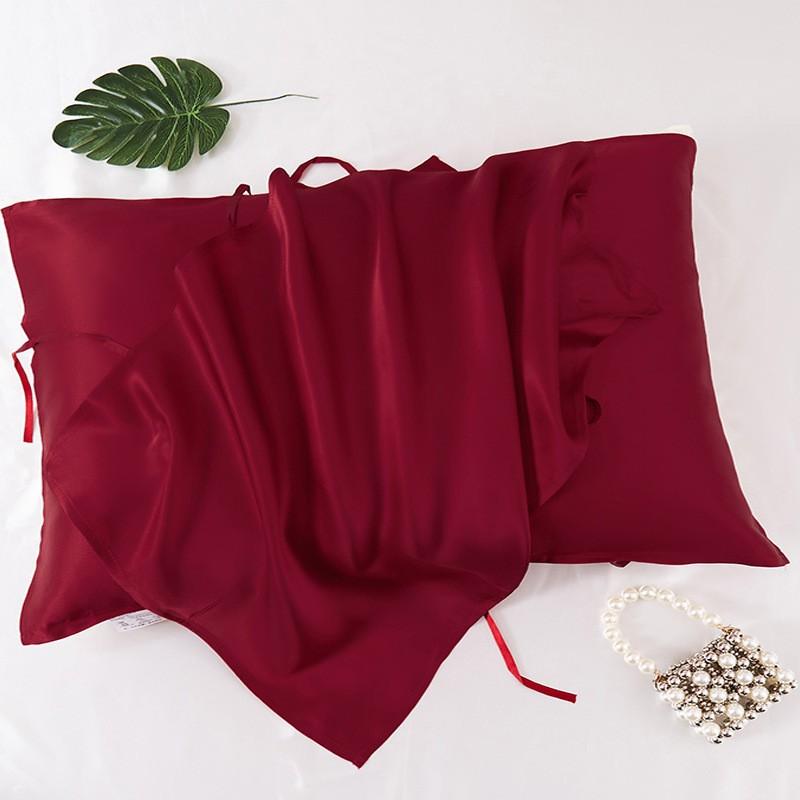6A Grade 100% Mulberry Silk Pillowcase Pair 50x74cm With Tie Travel Single Use
