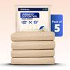 5 x Laminated Cotton Dust Sheet for Decorating & Painting Size 12 feet x 9 feet | Paint Cover Sheet Backed with Plastic Polythene Sheeting