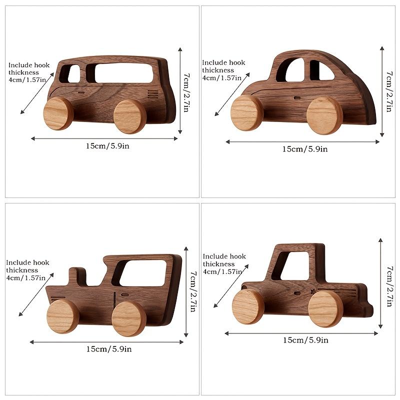1pc/4pcs Set of Wooden Car Wall Hanging Hook, Solid Wood Wall Hook, Punched Fixed Wall Coat and Hat Hook Senior Creative Wall Hanging Car Class