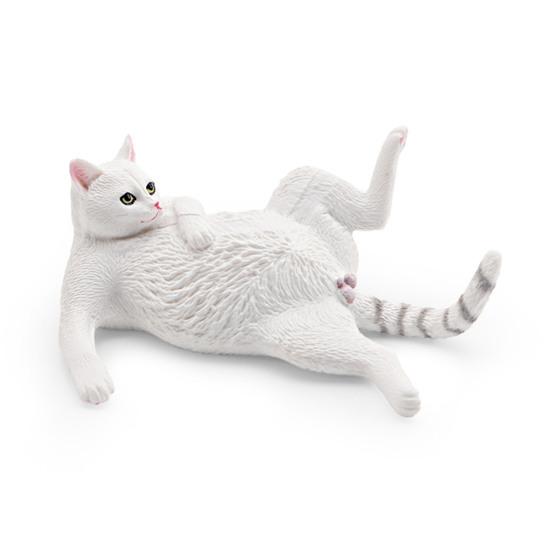 Simulated Lying Orange Cat Model PVC White Cat Figurine Statue Sculpture Decoration Ornament Kids Educational Animal Toy
