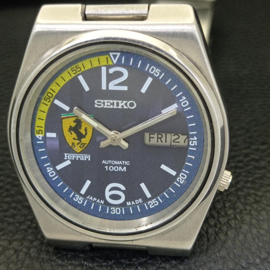 ПОДЛИННЫЕ ВИНТАЖНЫЕ МУЖСКИЕ АВТОМАТИЧЕСКИЕ ЧАСЫ SEIKO 5 7019A ЯПОНИЯ С ЦИФЕРБЛАТОМ FERRARI a701600-5 R206b-a701600