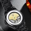 AILANG Men Automatic Mechanical Wristwatch Hollow Skeleton Dial Stainless Steel Band Business Sport Male Watch