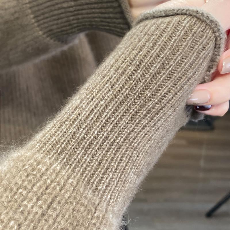 Женский кашемировый свитер Qinghe Cashmere 30% кашемир 70% шерсть Осень и Зима Кашемировый плотный пуловер Мягкий и теплый
