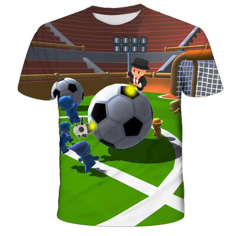 Kawaii Stumble Guys Cartoon 2022 Мальчики Детская футболка с 3D-принтом О-образным вырезом Рубашка с рукавами Детская одежда Повседневная одежда для дня рождения Топы