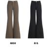 Gedijie Solid Color High Waist Elastic Horn Casual Pants for Women