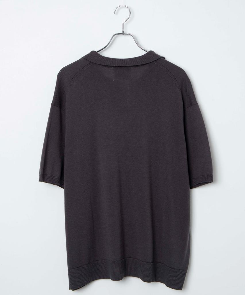 WEGO Skipper Short Summer Knit Loose Oversized Korean Size Dark Gray Men's Shirt, Sleeve, Top, T-Shirt, Clothes, Polo, Simple, Fit, Silhouette,