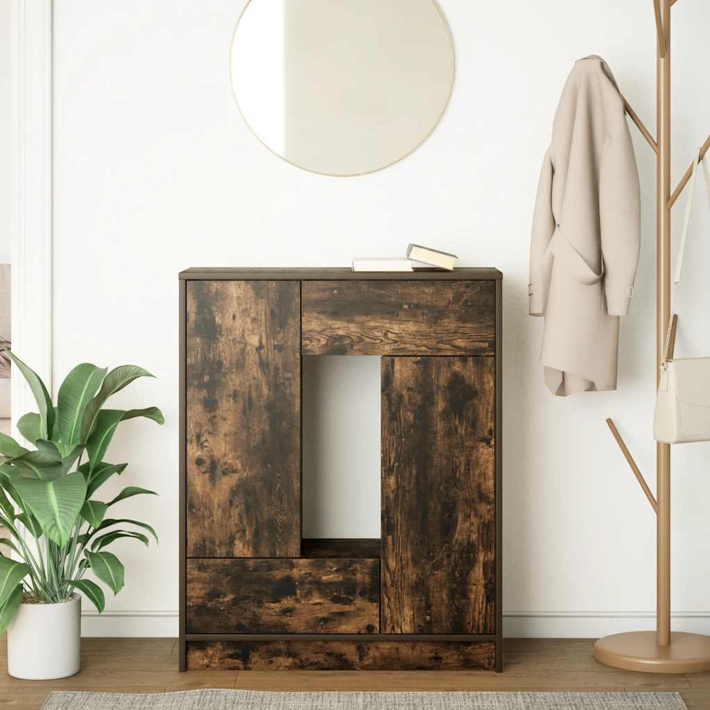 Sideboard with Drawers and Doors Smoked Oak 73 x 31 x 90 cm