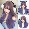 WTB синтетический парик Лолита женский таинственный элегантный фиолетовый градиент длинные вьющиеся волосы с челкой рождественский парик для косплея вечеринки