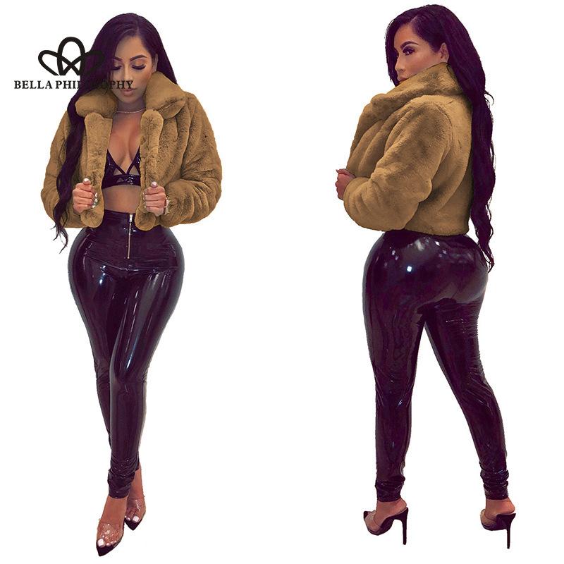 Sexy Solid Color Plush Short Candy Color Coat Imitation Fur Top Solid Color Cardigan Fashion Casual Warn Faux Fur Coat